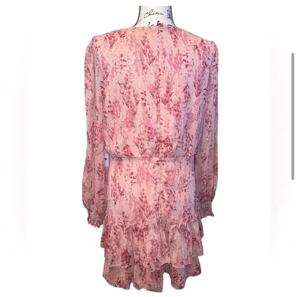 Aqua - pink with gold thread floral tiered dress - Picture 3 of 9